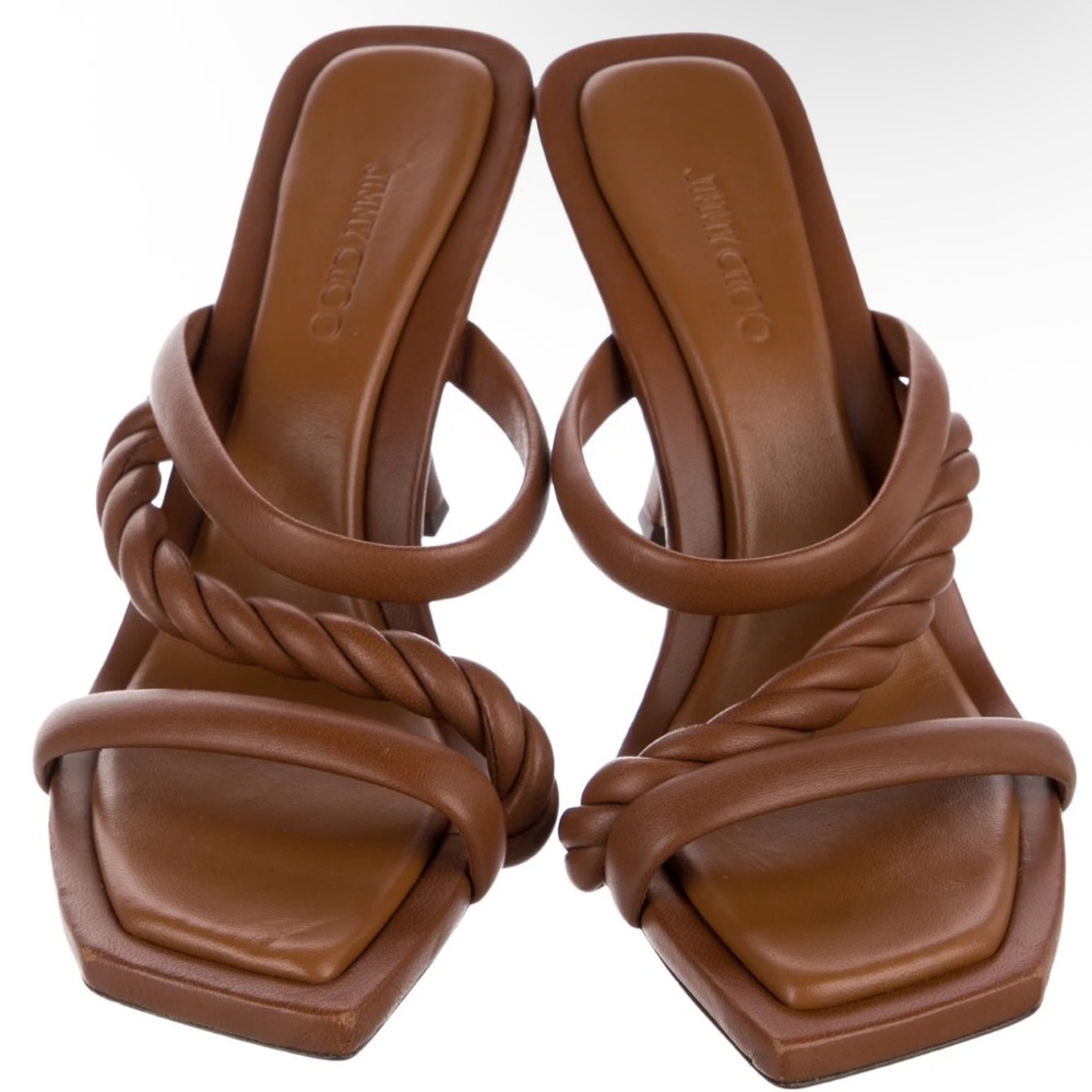 Jimmy Choo Tan Twisted Strap Sandals